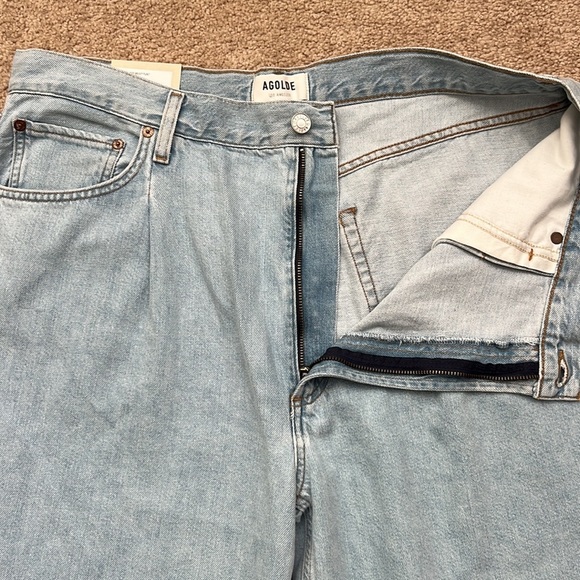 NWT Agolde Dagna High Rise Baggy Pleated Wide Leg Crop Pivot Wash Jeans Size 33 - Picture 7 of 11